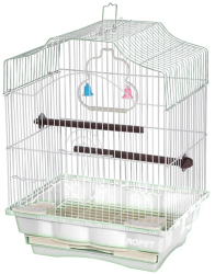 Colivie Patrata 39 x 30 x 23 cm pentru pasari exotice Tava Alb 