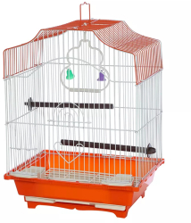 Colivie Patrata 39 x 30 x 23 cm pentru pasari exotice Tava Rosu 