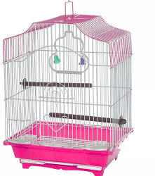 Colivie Patrata 43 x 35 x 28 cm pentru pasari exotice Roz
