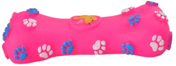 Jucarie pentru caini in forma de os cu sunet tipatoare 16cm Roz Ropet 