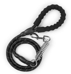 Lesa cu arc amortizor pentru caini reflectorizanta 1.5m Negru Ropet 