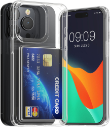 Husa Kwmobile cu slot card pentru Apple iPhone 14 Pro Transparent Policarbonat KWM000022RH001C 
