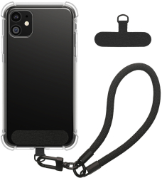 Husa Kwmobile cu snur detasabil pentru Apple iPhone 11 Transparent/Negru Silicon KWM000022TK001C 