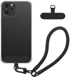 Husa Kwmobile cu snur detasabil pentru Apple iPhone 12 Pro Transparent/Negru Silicon KWM000022TO001C 