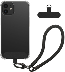 Husa Kwmobile cu snur detasabil pentru Apple iPhone 12 Transparent/Negru Silicon KWM000022TN001C 