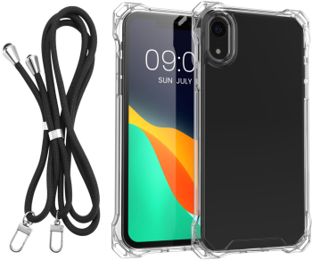Husa Kwmobile cu snur detasabil pentru Apple iPhone XR Transparent/Negru Policarbonat 61618.01 