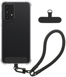 Husa Kwmobile cu snur detasabil pentru Samsung Galaxy A52/Galaxy A52 5G/Galaxy A52s 5G Transparent/Negru Silicon KWM000021UF001C 