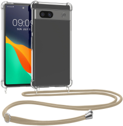 Husa Kwmobile cu snur pentru Google Pixel 7a Transparent/Crem Silicon 61608.21 