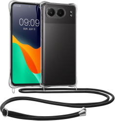 Husa Kwmobile cu snur pentru OnePlus Nord 4 Transparent/Negru Silicon KWM000022VN001C 