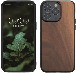Husa Kwmobile pentru Apple iPhone 15 Pro Max Maro Lemn/Silicon 62010.18 