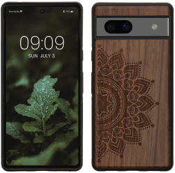 Husa Kwmobile pentru Google Pixel 7a Maro Lemn/Silicon 61603.01 
