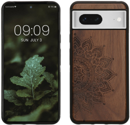 Husa Kwmobile pentru Google Pixel 8 Maro Lemn/Silicon 61875.01 