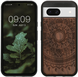 Husa Kwmobile pentru Google Pixel 8a Maro Lemn/Silicon KWM000020KV003C 
