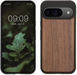 Husa Kwmobile pentru Google Pixel 9/Pixel 9 Pro Maro Lemn/Silicon KWM000020PJ001C 