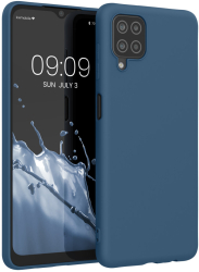 Husa Kwmobile pentru Samsung Galaxy A12 Albastru Silicon KWM000012BL062C 