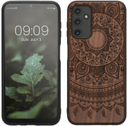 Husa Kwmobile pentru Samsung Galaxy A14 5G Maro Lemn/Silicon 60817.03 