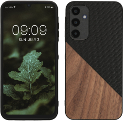 Husa Kwmobile pentru Samsung Galaxy A25 Maro/Negru Lemn/Silicon KWM000021QX001C 