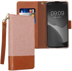 Husa Kwmobile pentru Samsung Galaxy A51 Roz deschis/Maro Textil/Silicon KWM000021SC001C 