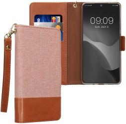 Husa Kwmobile pentru Samsung Galaxy S20 FE Roz deschis/Maro Textil/Silicon KWM000021SE001C 
