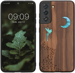 Husa Kwmobile pentru Samsung Galaxy S21 FE Maro/Multicolor Lemn/Silicon 56172.07 