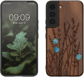 Husa Kwmobile pentru Samsung Galaxy S22 Maro Lemn/Silicon 58306.09 