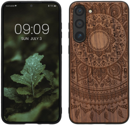 Husa Kwmobile pentru Samsung Galaxy S23 Plus Maro Lemn/Silicon 61686.03 