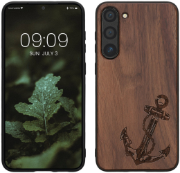 Husa Kwmobile pentru Samsung Galaxy S23 Plus Maro Lemn/Silicon 61686.04 