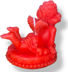 Lumanare Decorativa Parfumata Din Ceara Naturala Rosu In Forma De Ingeras Ideala Pentru Cadouri Si Decor Romantic 8 cm 
