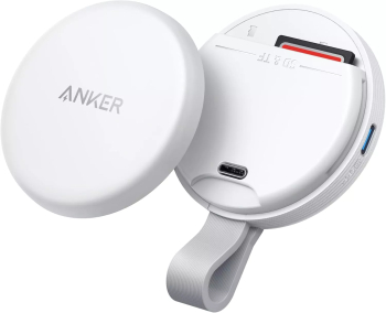 Adaptor Anker MagGo USB-C Cititor de card SD pentru iPhone 15-16 Magnetic Slot card SD&TF Transfer date 312MB/s Alb