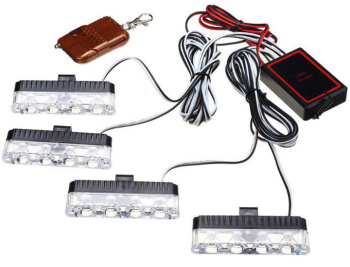 Set 4 Lampi LED de siguranta pentru grila frontala telecomanda 16W 
