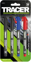 Set cu 4 Markere Permanente TRACER APMK1 1 x Albastru + 1 x Rosu + 2 x Negre 