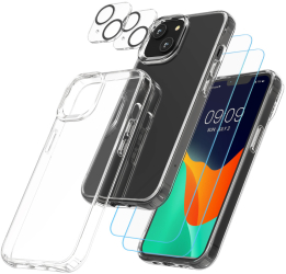 Set Husa si 2 Folii protectie fata/camera foto pentru Apple iPhone 13 Mini Transparent Plastic/Sticla securizata 61821.03 