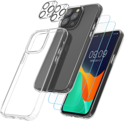 Set Husa si 2 Folii protectie fata/camera foto pentru Apple iPhone 13 Pro Max Transparent Plastic/Sticla securizata 61823.03 