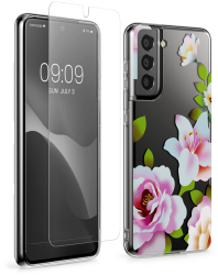 Set Husa si Folie de protectie Kwmobile pentru Samsung Galaxy S21 Multicolor Silicon/Sticla securizata KWM000021SJ001C 