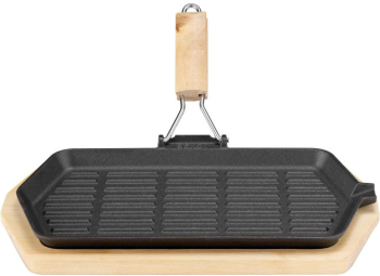 Tigaie din fonta Navaris / Carne / Legume cu baza din lemn de mesteacan si maner detasabil - 34 x 20 5 cm 57022.01 