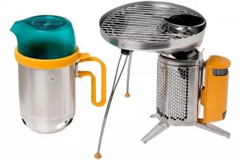 Arzator portabil Biolite CampStove 2+ acumulator 3200mAH cu grill portabil oala KettlePot 1.5L Bonus Lanterna 100Lm USB 