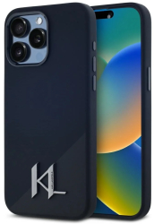 Husa pentru iPhone 15 Pro Max - Karl Lagerfeld Silicone MagSafe KLHMP15XSCMKMPCK - Shadow Metal Initial 