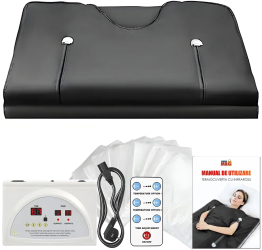 Termocuverta tip Sauna cu Doua Zone Infrarosu LINOMAG® 10 Folii Impachetari Ardere Grasimi Relaxare Detoxifiere 35° C-80° C 