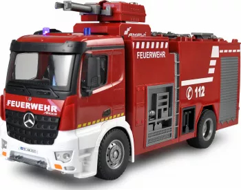 Camion RC cu telecomanda Mercedes-Benz Arocs Pompieri/stropeste cu apa/Lumini si sunete/Lungime 48 cm/Scara 1 18/2 4GHz/12 canale/ RTR/8+ 