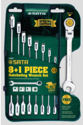 Sata - Set chei combinate cu clichet si cap flexibil 8-19mm 9 piese SA08027 