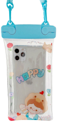 Husa subacvatica Fruity Waterproof Flippy Snowproof Universala Impermeabila cu Snur pentru telefon sau documente Happy Boy Bleu 