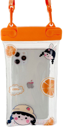 Husa subacvatica Fruity Waterproof Flippy Snowproof Universala Impermeabila cu Snur pentru telefon sau documente Orange Girl 2 Oranj 