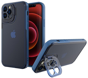 Husa de protectie pentru Apple iPhone 14 Plus Flippy Bracket series cu suport si protectie pentru camera Albastru 
