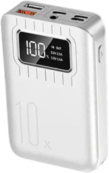 Baterie externa Fast charger MiniX10 afisaj digital Lanterna LED 10.000 mAh silver 