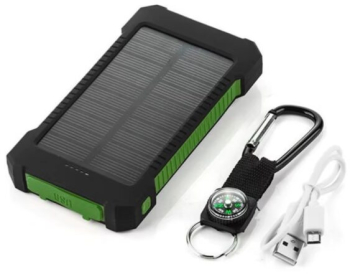 Baterie externa solara 20000 mAh panou policristalin Solar Power Bank Fast charger Lanterna LED carabina cu busola si incarcare 