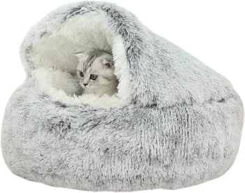 Pat Confortabil Pentru Pisici si Catei LUDORA® Material Moale si Catifelat Culcus din Flanel si Bumbac Pufos Baza Anti-Derapanta D 