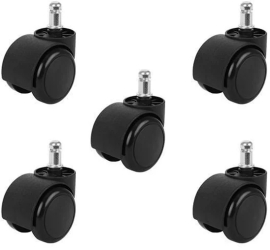 Set role pentru scaun de birou PVC 5 bucati negru