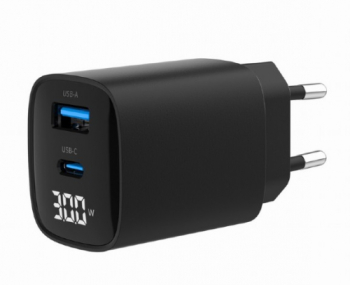 Incarcator retea Gembird TA-UC-PDQC30LCD-BK-01 1x USB-A 1x USB-C 3.4A Black