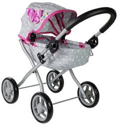 Carucior pentru papusi Alice Star gri cu roz 