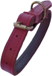 Zgarda dubla rosu grena 2 cm din piele naturala pentru caini ajustabila 30-39 cm 